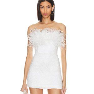 Retrofete Torin Feather & Sequin Strapless Dress